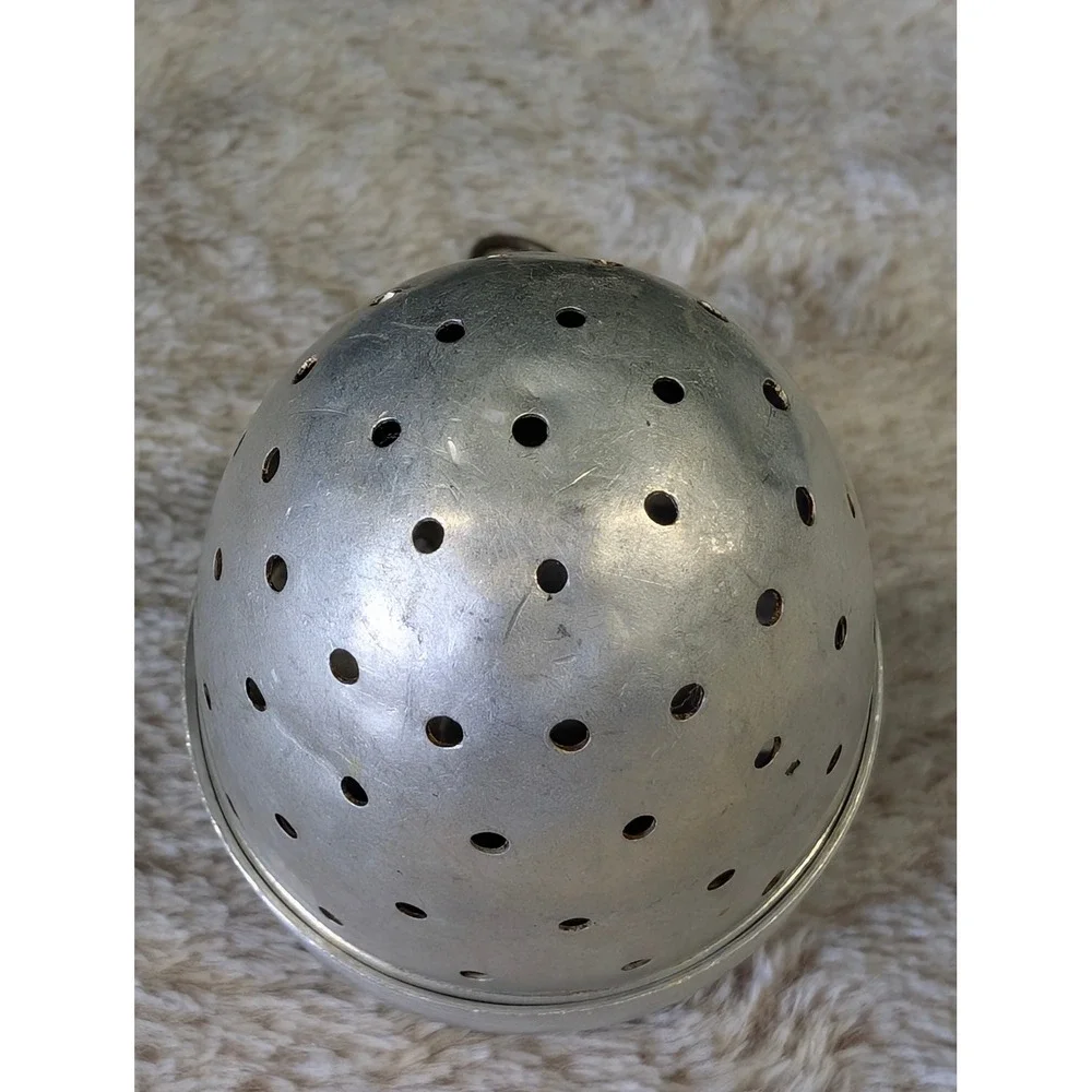 Vintage Aluminum Acorn Tea Infuser Ball Strainer with Chain and Hook Silver Tone